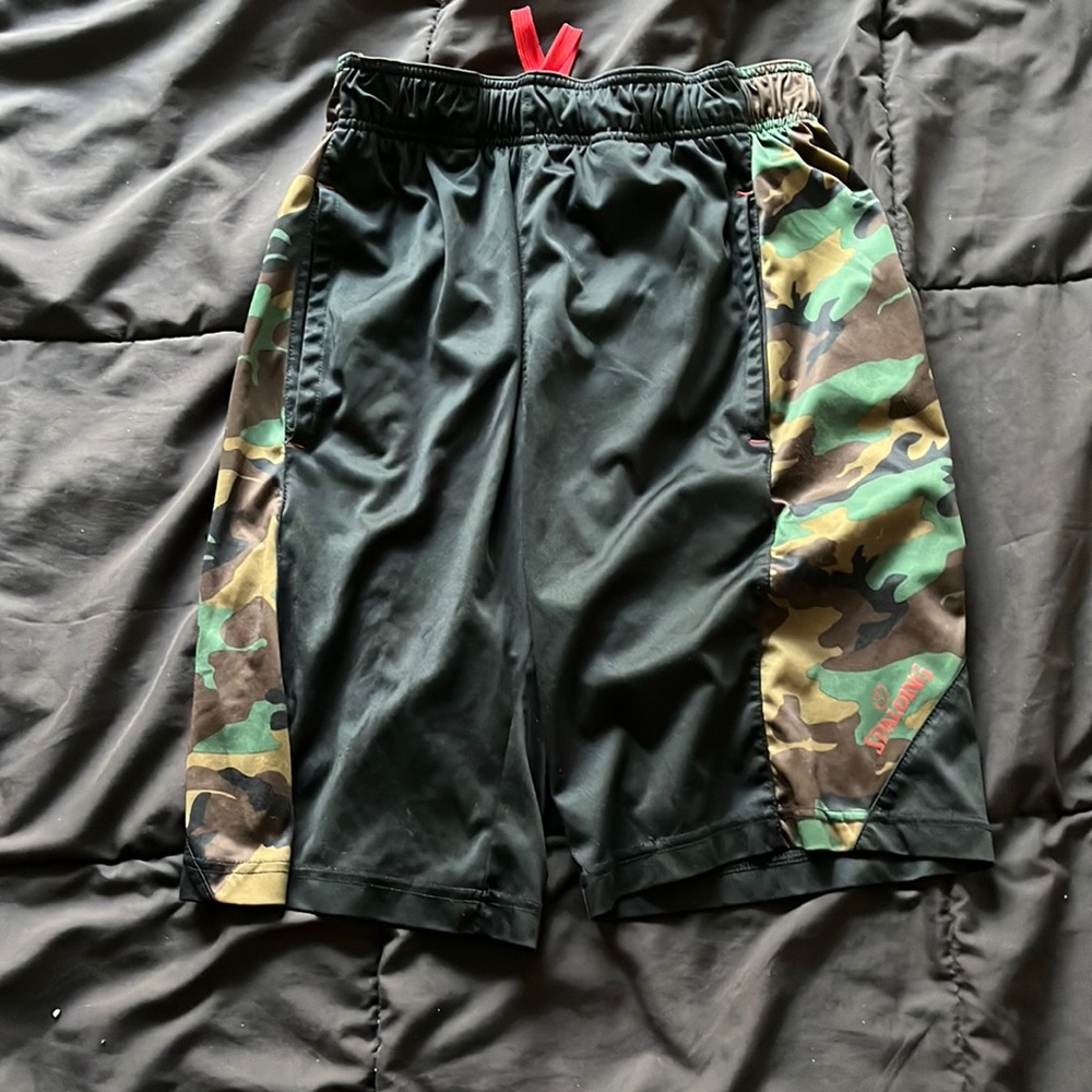 Black and camp basketball shorts